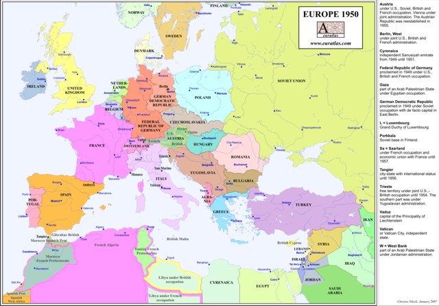 Map of Europe 1950