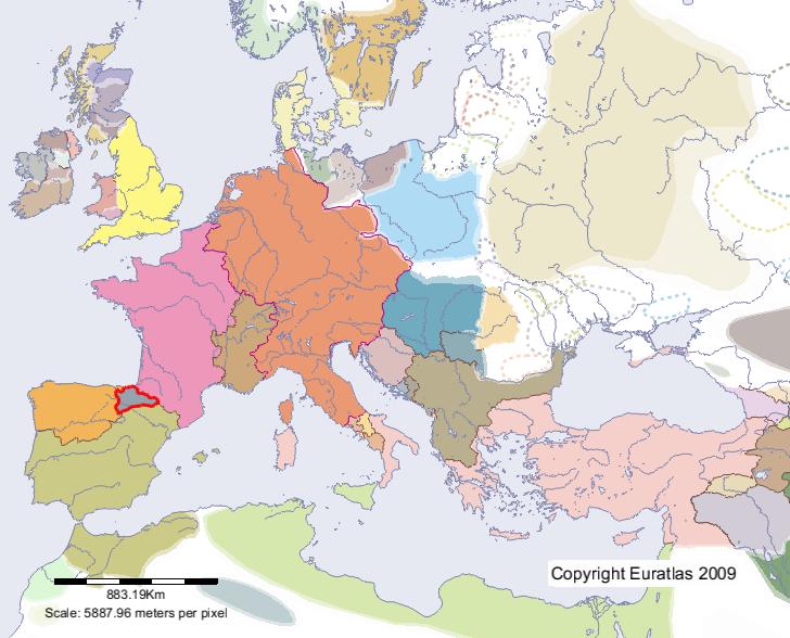 Carte de Pompaelo en l'an 1000