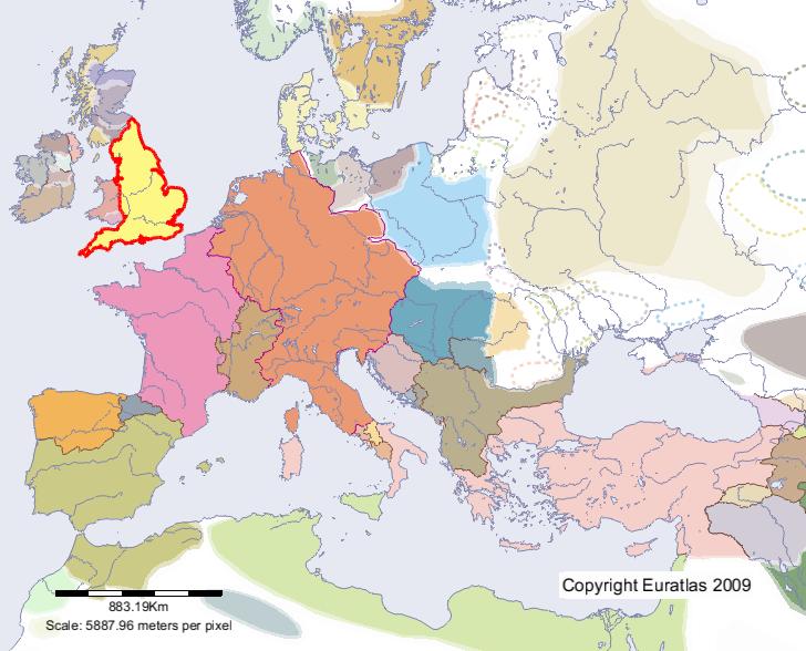 Carte de Angleterre en l'an 1000