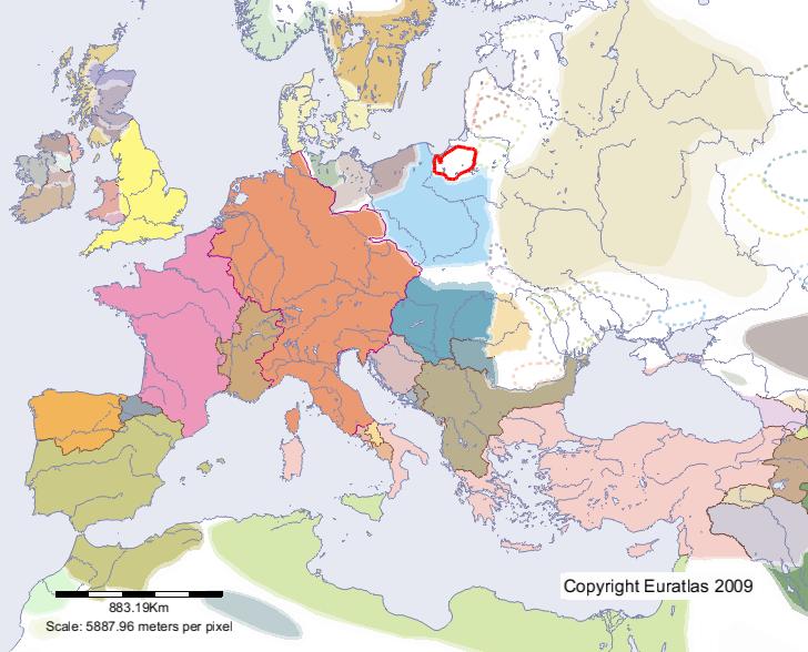 Karte von Pruzzen im Jahre 1000