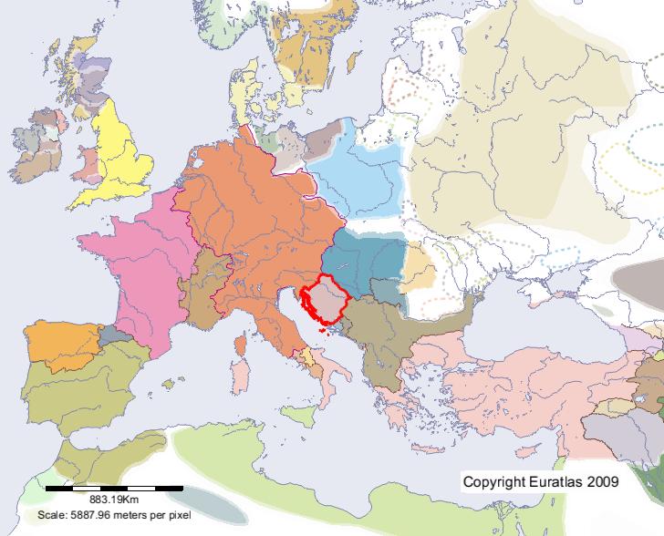 Carte de Croatie en l'an 1000