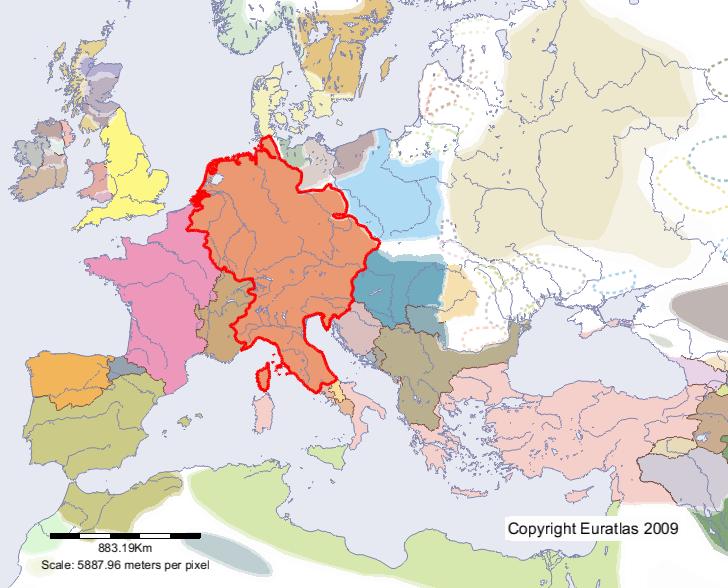 Karte von Heiliges Römisches Reich im Jahre 1000