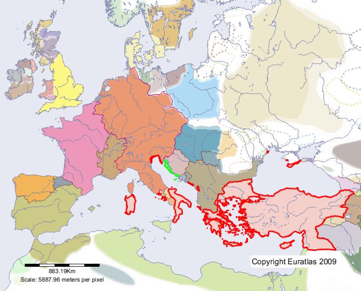 Map of Roman Empire in year 1000