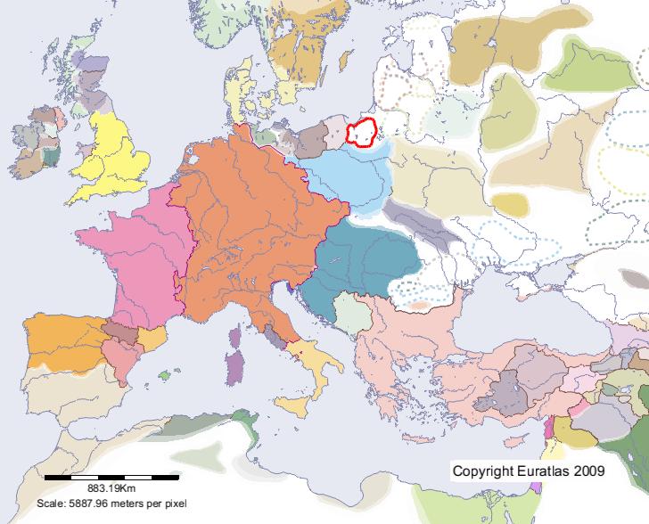 Map of Prussians in year 1100