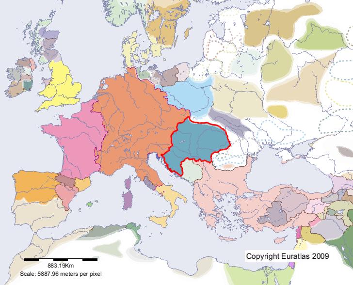 Karte von Ungarn im Jahre 1100