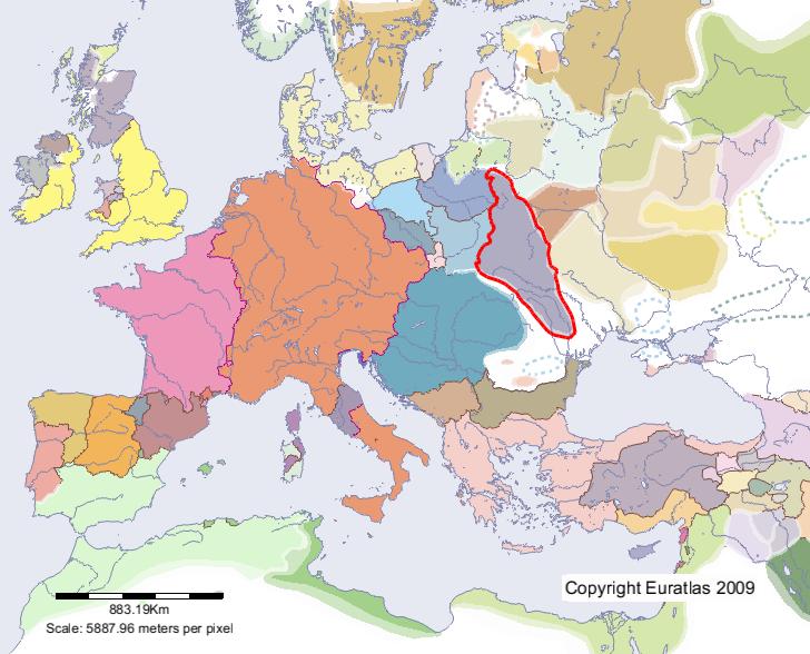 Map of Galicja-Volhynia in year 1200