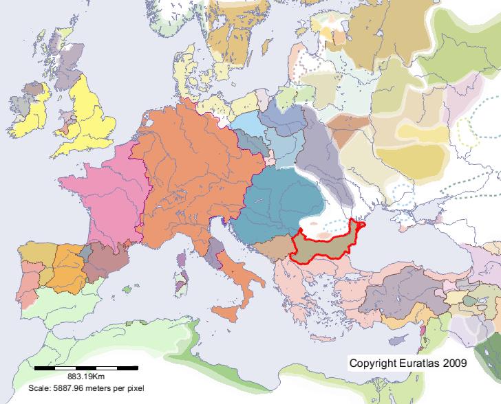Carte de Bulgarie en l'an 1200