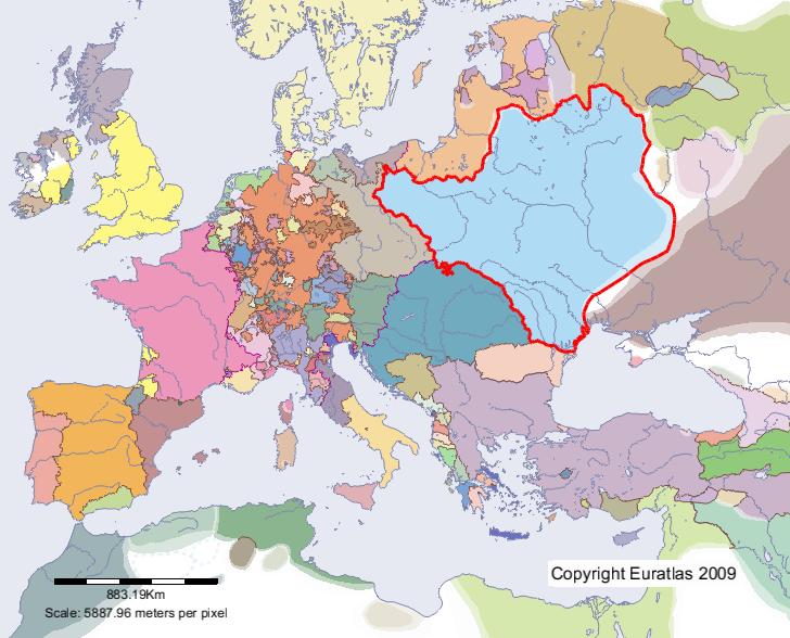 Map of Poland-Lithuania in year 1400