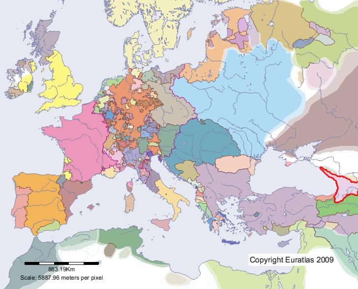 Carte de Géorgie en l'an 1400