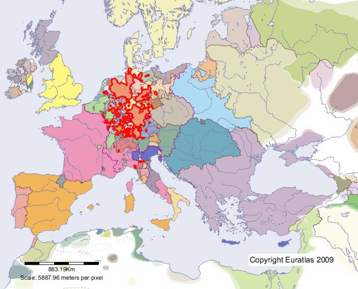 Carte de Petits États en l'an 1500