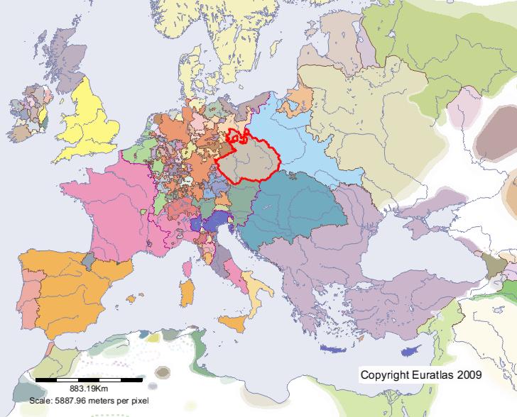 Carte de Hongrie et Bohème en l'an 1500