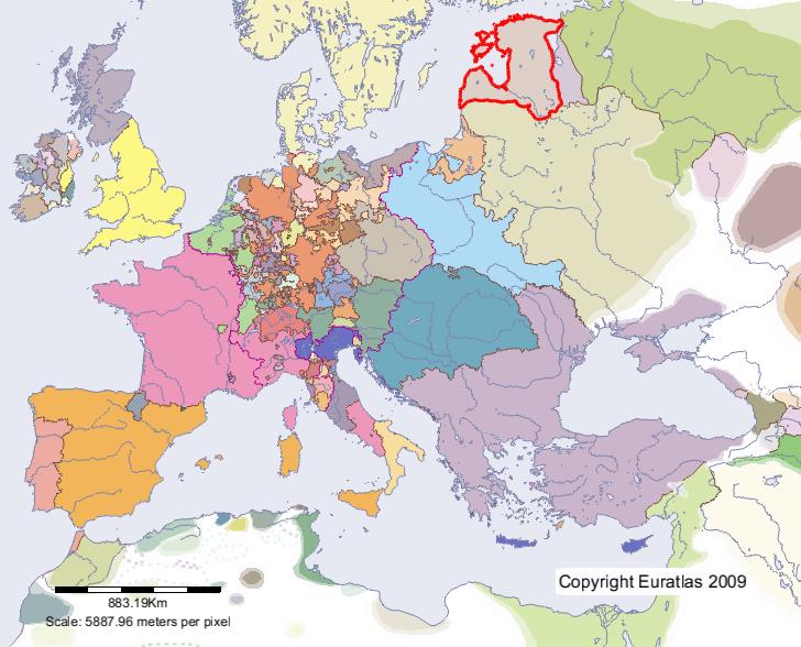 Karte von Livland im Jahre 1500