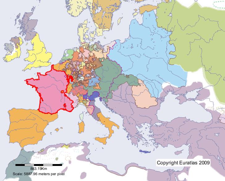 Karte von Frankreich im Jahre 1600