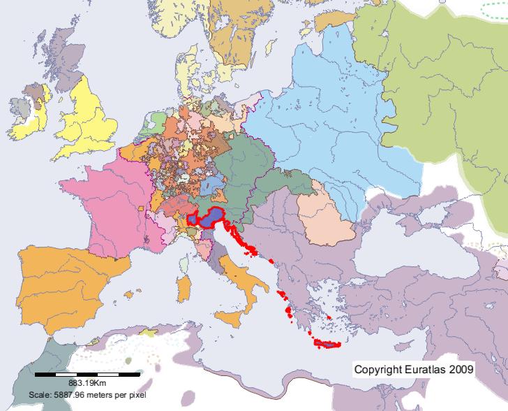 Map of Venice in year 1600