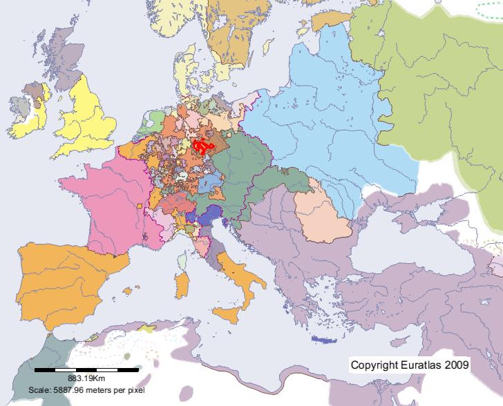 Carte de Duchés de Saxe en l'an 1600