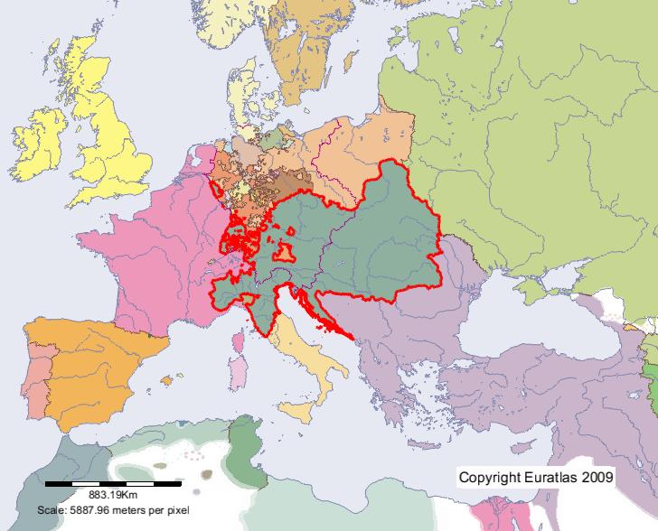 Karte von Habsburg im Jahre 1800