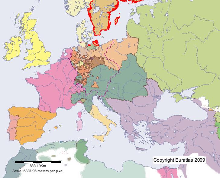 Karte von Schweden im Jahre 1800