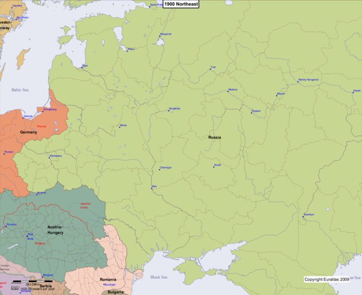 Map showing Europe 1900 Northeast