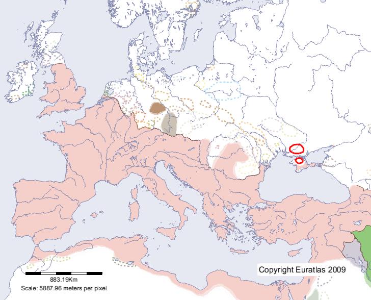 Karte von Scythae im Jahre 200