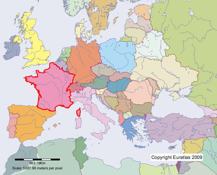 Karte von Frankreich im Jahre 2000