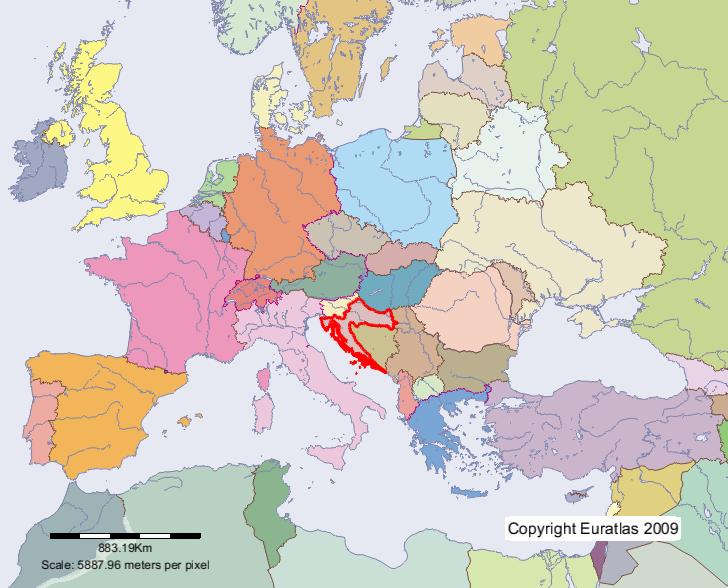 Karte von Kroatien im Jahre 2000