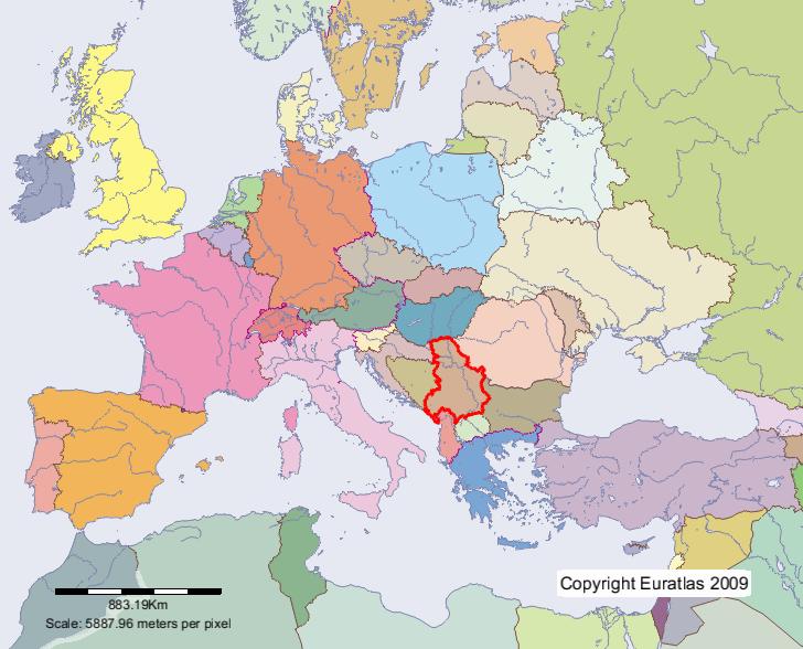 Map of Yugoslavia in year 2000