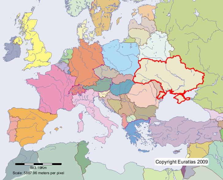 Carte de Ukraine en l'an 2000