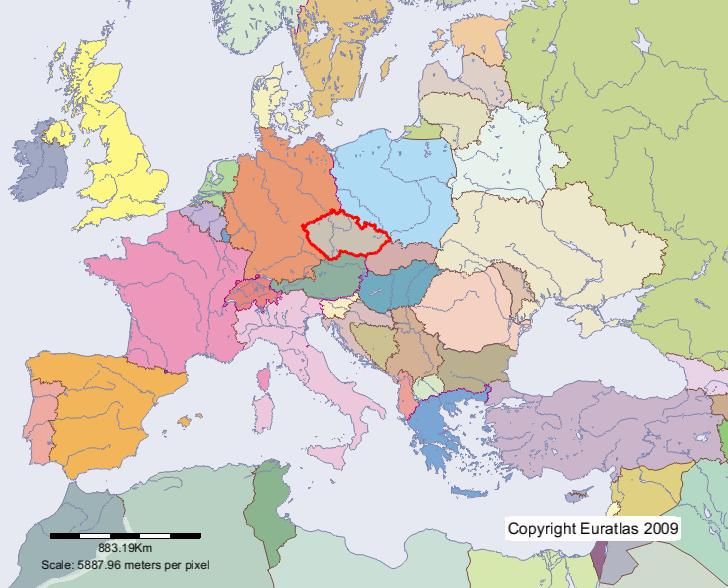 Karte von Tschechien im Jahre 2000