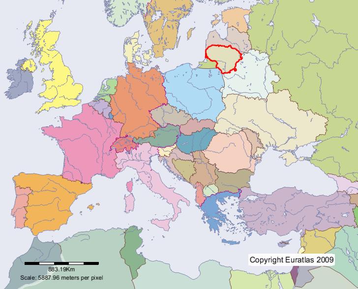 Map of Lithuania in year 2000