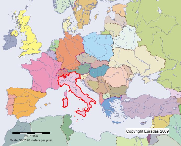 Carte de Italie en l'an 2000