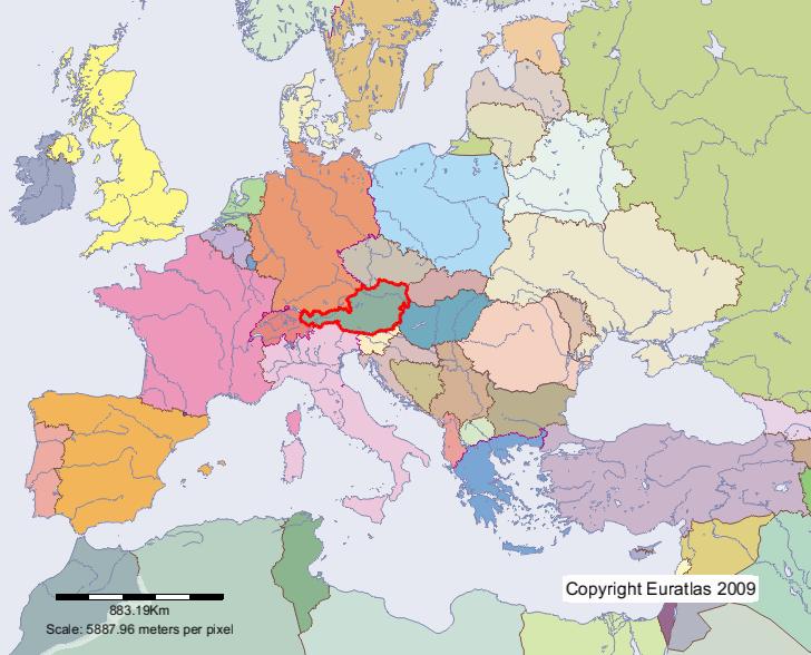 Karte von Österreich im Jahre 2000