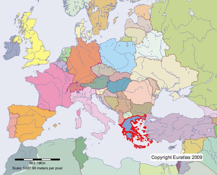 Karte von Griechenland im Jahre 2000