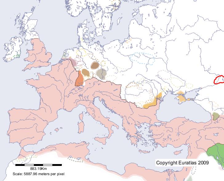 Carte de Hunni en l'an 300