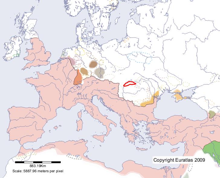 Karte von Asdingi im Jahre 300