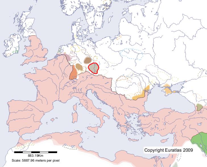 Carte de Boiohæmum en l'an 300