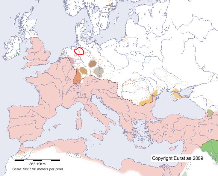 Carte de Saxones en l'an 300