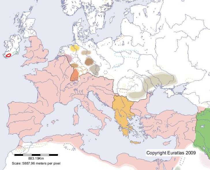 Karte von Hiberni im Jahre 400
