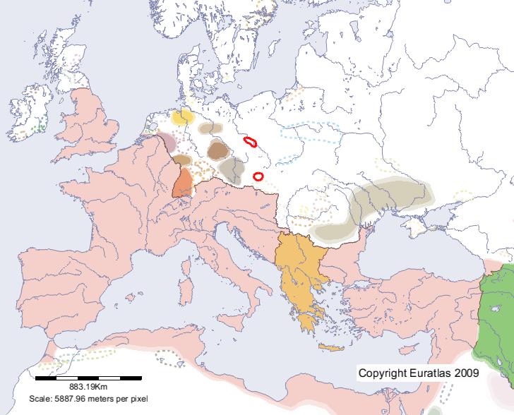Karte von Rugii im Jahre 400