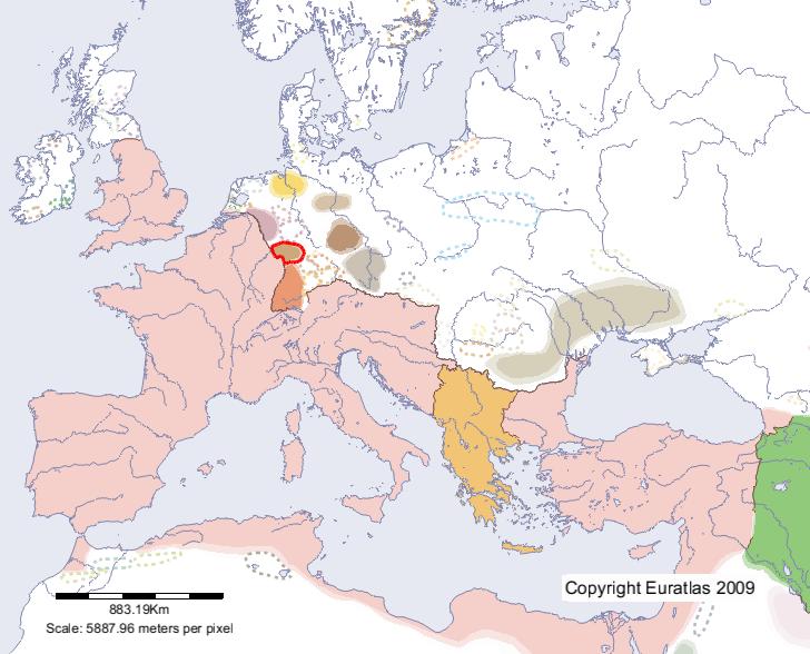 Karte von Burgundi im Jahre 400