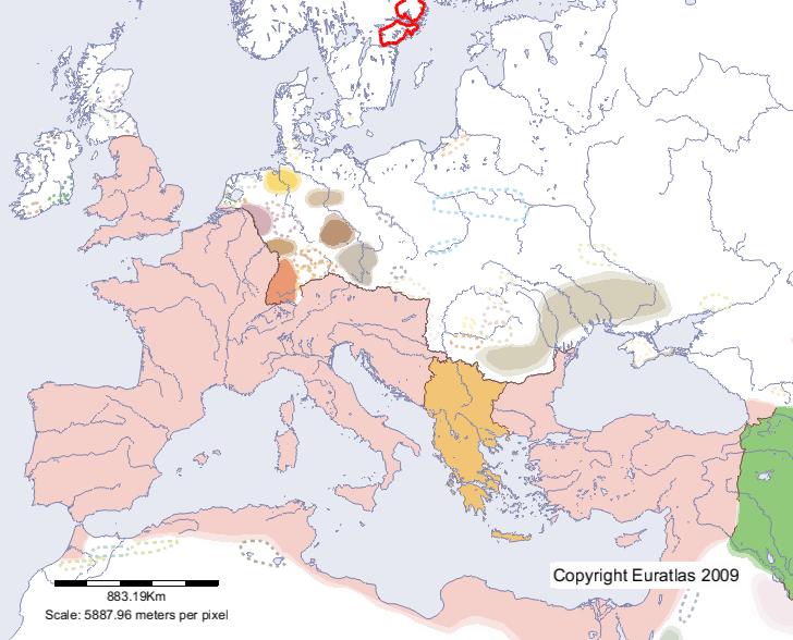 Karte von Suiones im Jahre 400