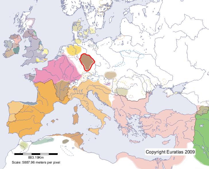 Map of Thuringi in year 500