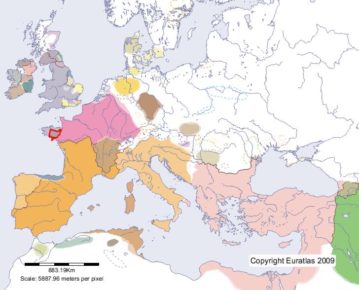 Map of Armorica in year 500