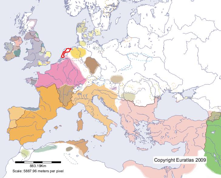 Map of Frisii in year 500