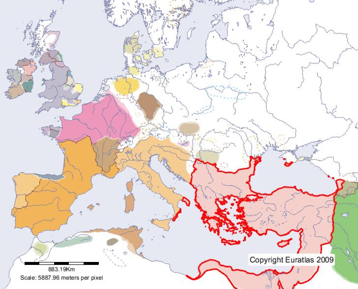 Karte von Roma im Jahre 500