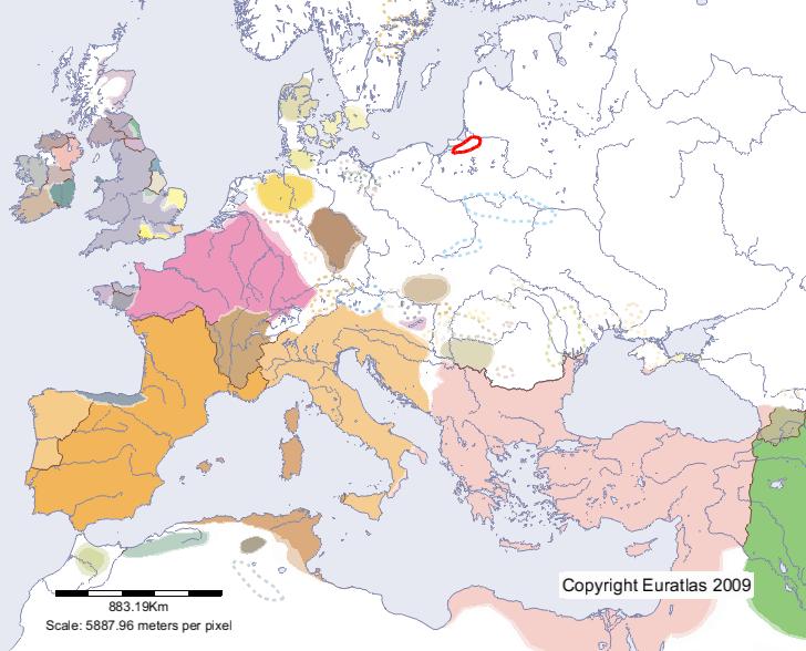 Karte von Aestii im Jahre 500