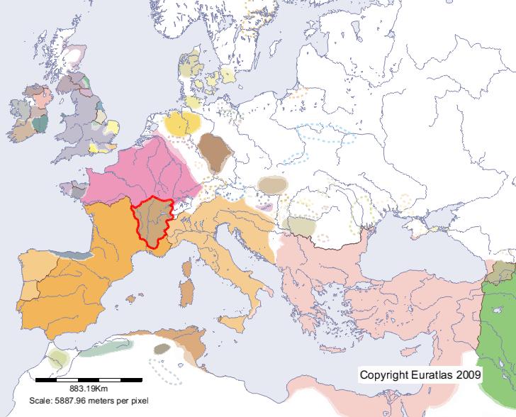 Carte de Burgundi en l'an 500