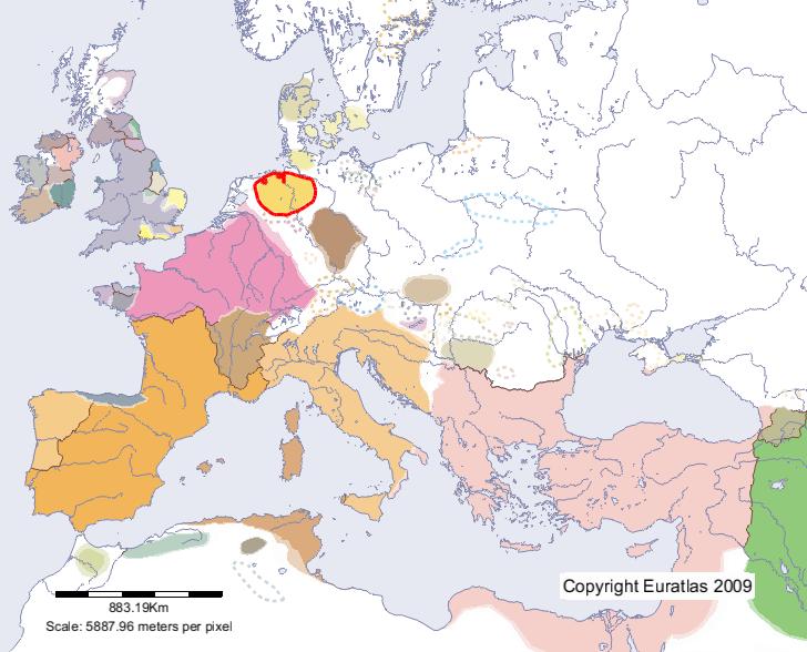 Map of Saxones in year 500