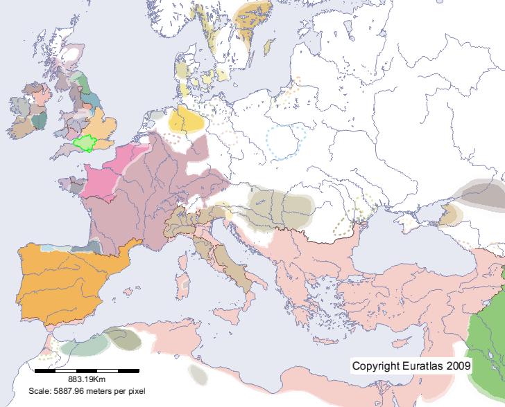 Carte de West Seaxe en l'an 600