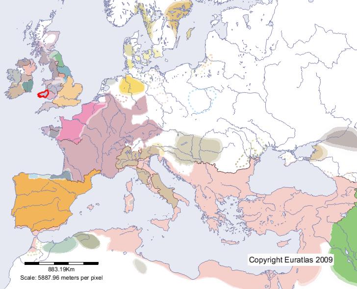 Carte de Demetia en l'an 600