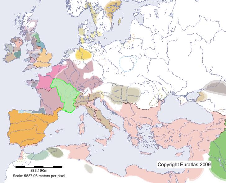 Carte de Bourgogne en l'an 600